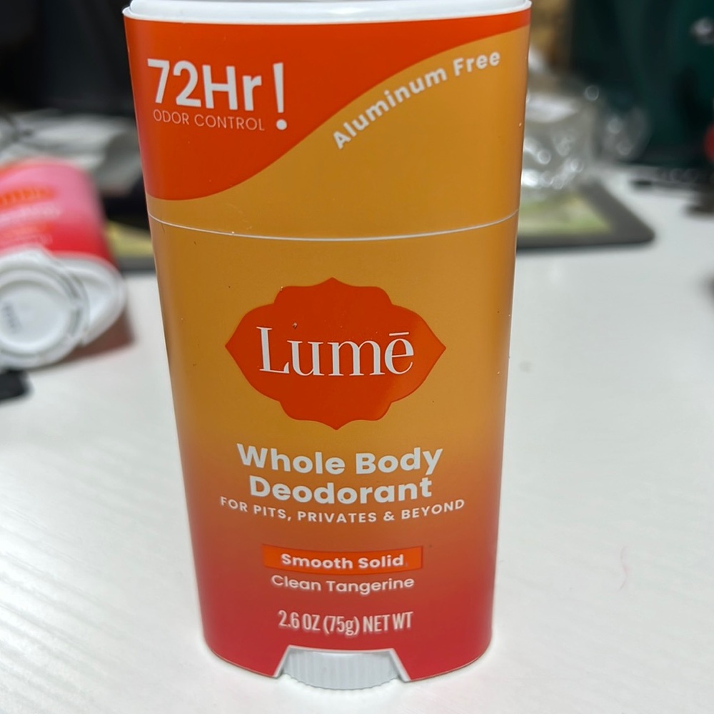 NEW-Lume Deodorant for Pits & Private Parts 2.6oz SMOOTH SOLID clean tangerine